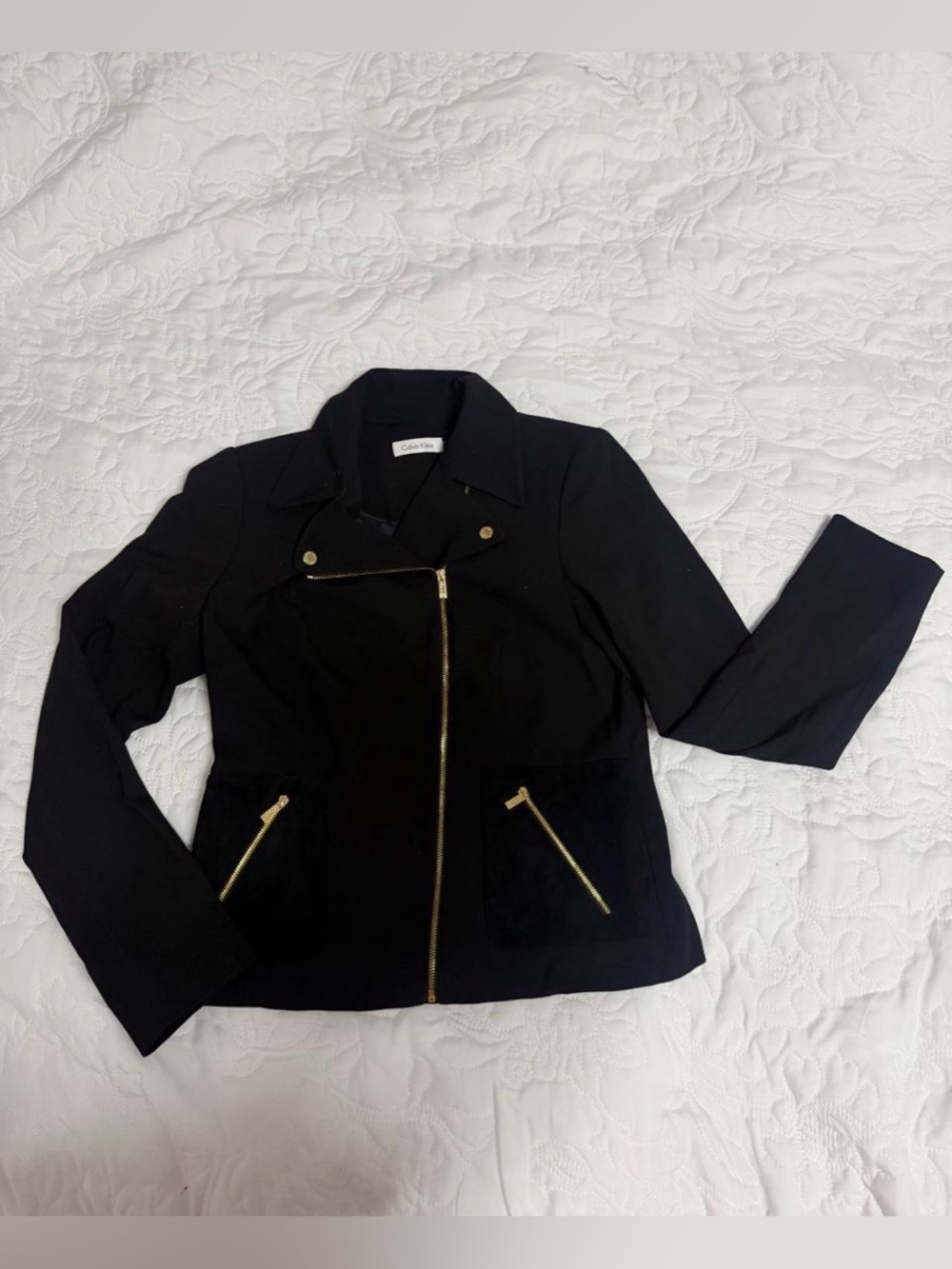 Calvin Klein Black Blazer with Gold Zippers